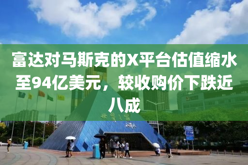 富達對馬斯克的X平臺估值縮水至94億美元，較收購價下跌近八成