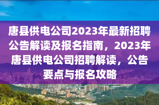 唐縣供電公司2023年最新招聘公告解讀及報名指南，2023年唐縣供電公司招聘解讀，公告要點與報名攻略