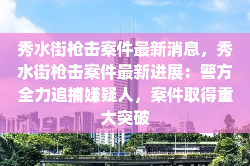 秀水街槍擊案液壓動力機械,元件制造件最新消息，秀水街槍擊案件最新進展：警方全力追捕嫌疑人，案件取得重大突破