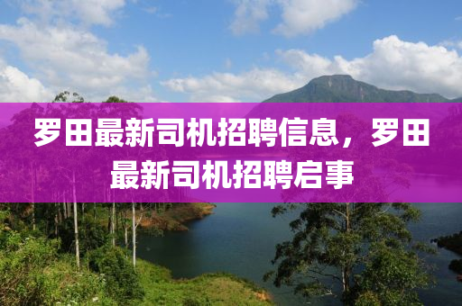 羅田最新司機(jī)招聘信息，羅田最新司機(jī)招聘啟事