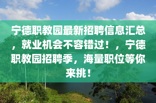 寧德職教園最新招聘信息匯總，就業(yè)機(jī)會(huì)不容錯(cuò)過！，寧德職教園招聘季，海量職位等你來(lái)挑！