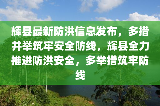 輝縣最新防洪信息發(fā)布，多措并舉筑牢安全防線，輝縣全力推進防洪安全，多舉措筑牢防線