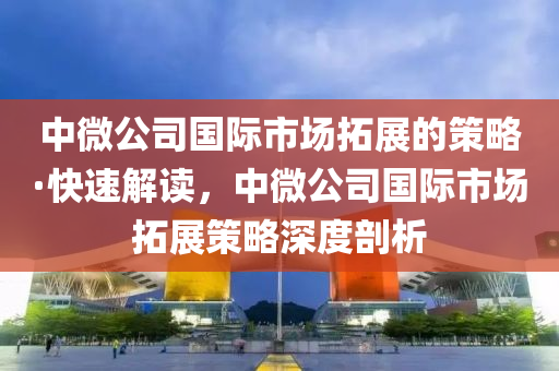 中微公司國際市場液壓動力機械,元件制造拓展的策略·快速解讀，中微公司國際市場拓展策略深度剖析