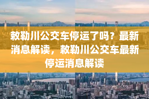 敕勒川公交車停運(yùn)了嗎？最新消息解讀，敕勒川公交車最新停運(yùn)消息解讀液壓動力機(jī)械,元件制造