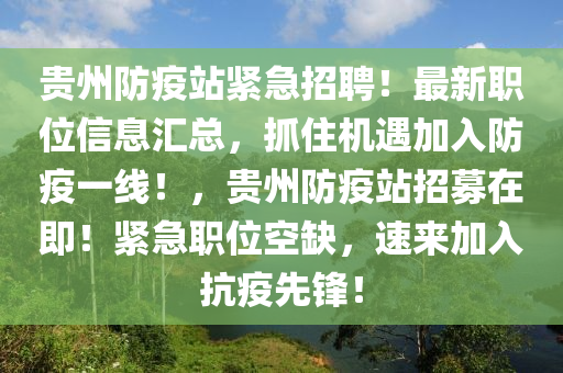 貴州防疫站緊急招聘！最新職位信息匯總，抓住機(jī)遇加入防疫一線！，貴州防疫站招募在即！緊急職位空缺，速來加入抗疫先鋒！液壓動力機(jī)械,元件制造