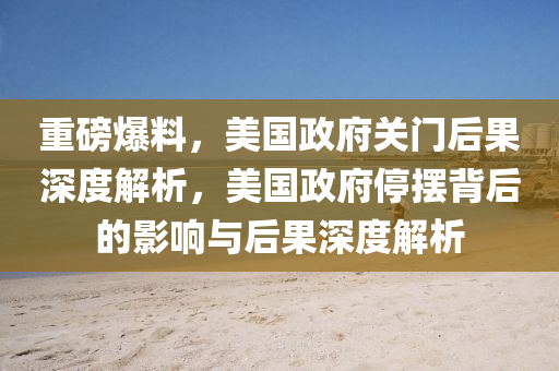 重磅爆料，美國政府關門后果深度解析，美國政府停擺背后的影響與后果深度解析液壓動力機械,元件制造