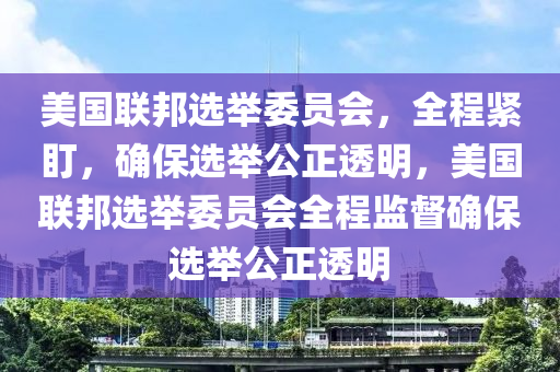 美國聯邦選舉委員會，全程緊盯，確保選舉公正透明，美國聯邦選舉委員會全程監(jiān)督確保選舉公正透明液壓動力機械,元件制造