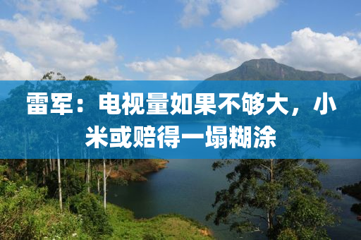 液壓動力機械,元件制造雷軍：電視量如果不夠大，小米或賠得一塌糊涂