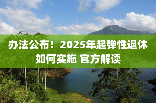 辦法公布！2025年起彈性退休如何實(shí)施 官方解讀液壓動(dòng)力機(jī)械,元件制造