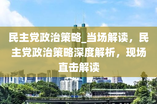 民主黨政治策略_當(dāng)場解液壓動力機械,元件制造讀，民主黨政治策略深度解析，現(xiàn)場直擊解讀