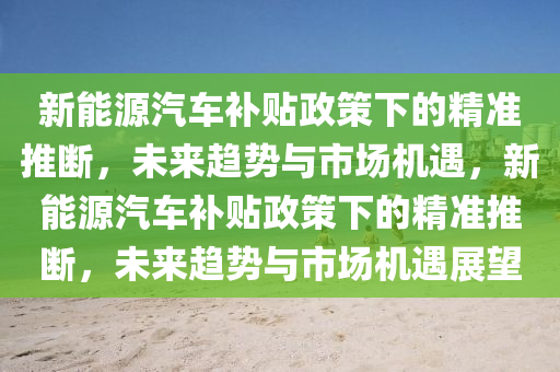 新能源汽車補貼政策下的精準推斷，未來趨勢與市場機遇，新能源汽車補貼政策下的精準推斷，未來趨勢與市場機遇展望