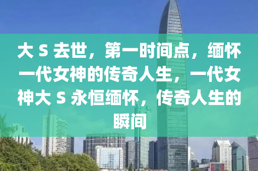 大 S 去世，第一時間點，緬懷一代女神的傳奇人生，一代女神大 S 永恒液壓動力機械,元件制造緬懷，傳奇人生的瞬間