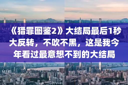 《獵罪圖鑒2》大結局最后1秒大反轉，不吹不黑，這是我今年看過最意想不到的大結局液壓動力機械,元件制造