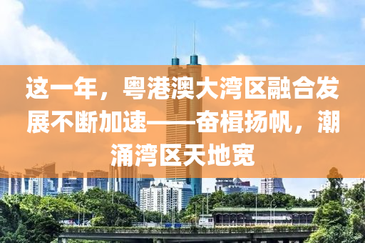 這一年，粵港澳大灣區(qū)融合發(fā)液壓動力機(jī)械,元件制造展不斷加速——奮楫揚(yáng)帆，潮涌灣區(qū)天地寬