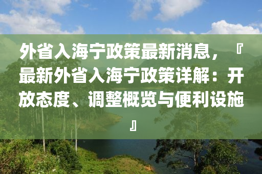 外省入海寧政策液壓動力機械,元件制造最新消息，『最新外省入海寧政策詳解：開放態(tài)度、調(diào)整概覽與便利設施』