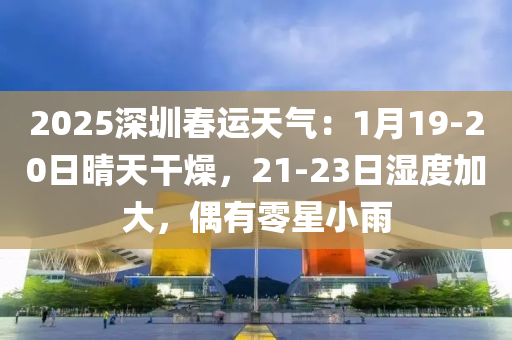 2025深圳春運天氣：1月19-20日晴天干燥，21-2液壓動力機械,元件制造3日濕度加大，偶有零星小雨