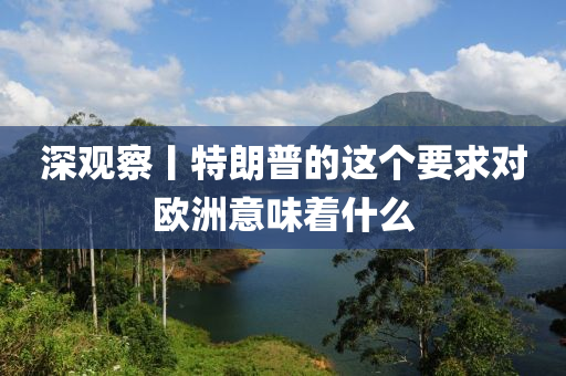 深觀察丨特液壓動力機械,元件制造朗普的這個要求對歐洲意味著什么