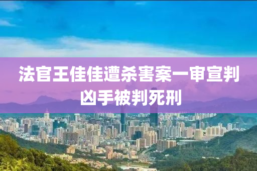 法官王佳佳遭殺害案一審宣判 兇手被判死刑液壓動力機(jī)械,元件制造