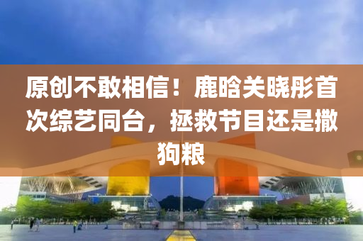 原創(chuàng)不敢相信！鹿晗關曉彤首次綜藝同臺，拯救節(jié)目還是撒狗糧液壓動力機械,元件制造