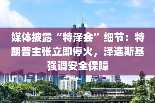 媒體披露“特澤會”細節(jié)：特朗普主張立即?；?，澤連斯基強調(diào)安全保障液壓動力機械,元件制造