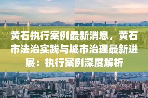 黃石執(zhí)行案例最新消息，黃石市法治實(shí)踐與城市治理最新進(jìn)展：執(zhí)行案例深度解析液壓動(dòng)力機(jī)械,元件制造