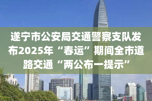 遂寧市公安局交通警察支隊發(fā)布2025年“春運”期間全市道路交通“兩公布一提示”液壓動力機械,元件制造