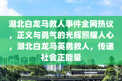 湖北白龍馬救人事件全網(wǎng)熱議，正義與勇氣的光輝照耀人心，湖北白龍馬英勇救人，傳遞社液壓動力機(jī)械,元件制造會正能量