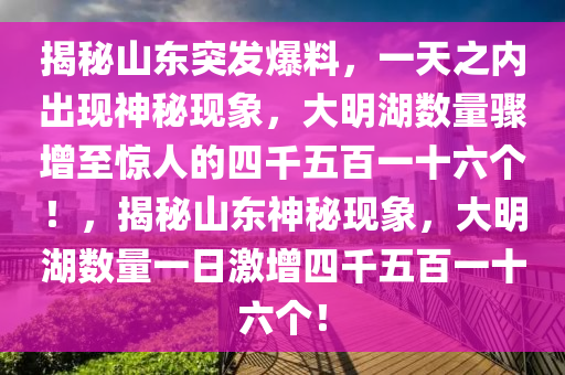 揭秘山東突發(fā)爆料，一天之內(nèi)出現(xiàn)神秘現(xiàn)象，大明湖數(shù)量驟增至驚人的四千五百一十六個！，揭秘山東神秘現(xiàn)象，大明湖數(shù)量一日激增四千五百一十六個！液壓動力機(jī)械,元件制造