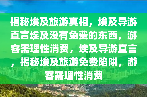 揭秘埃及旅游真相，埃及導(dǎo)游液壓動力機(jī)械,元件制造直言埃及沒有免費(fèi)的東西，游客需理性消費(fèi)，埃及導(dǎo)游直言，揭秘埃及旅游免費(fèi)陷阱，游客需理性消費(fèi)