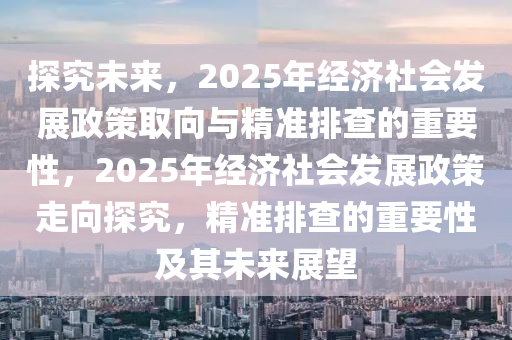 探究未來，2025年經濟社會發(fā)展政策取向與精準排查的重要性，2025年經濟社會發(fā)展政策走向探究，精準排查的重要性及其未來展望液壓動力機械,元件制造