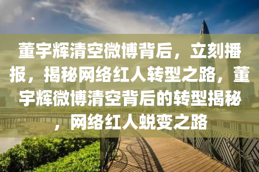 董宇輝清空微博背后，立刻播報，揭秘網(wǎng)絡紅人轉型之路，董宇輝液壓動力機械,元件制造微博清空背后的轉型揭秘，網(wǎng)絡紅人蛻變之路