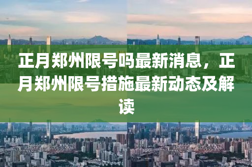 正月鄭州限號嗎最新消息，正月鄭州限號措施最新動態(tài)及解讀液壓動力機(jī)械,元件制造