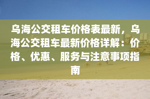 烏海公交租車價格表最新，烏海公交租車最新價格詳解：價格、優(yōu)惠、服務(wù)與注意事項指南液壓動力機械,元件制造