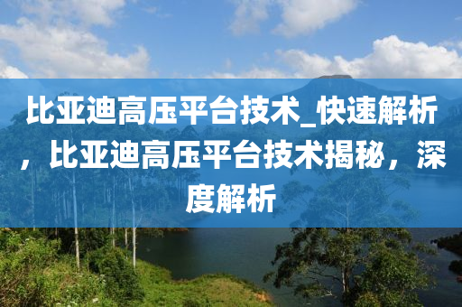 比亞迪高壓平臺技術_快速解析，比亞迪高壓平臺技術揭秘，深度解析