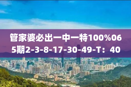 管家婆必出一中一特100%065期2-3-8-17-30-49-T：40