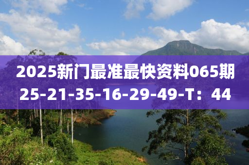 2025新門最準(zhǔn)最快資料065期25-21-35-16-29-49-T：44