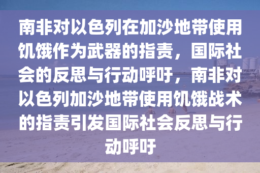 南非對(duì)以色列在加沙地帶使用饑餓作為武器的指責(zé)，國(guó)際社會(huì)的反思與行動(dòng)呼吁，南非對(duì)以色列加沙地帶使用饑餓戰(zhàn)術(shù)的指責(zé)引發(fā)國(guó)際社會(huì)反思與行動(dòng)呼吁液壓動(dòng)力機(jī)械,元件制造