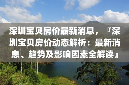 深圳寶貝房價最新消息，『深圳寶貝房價動態(tài)解析：最新消息、趨勢及影響因素全解讀』液壓動力機械,元件制造