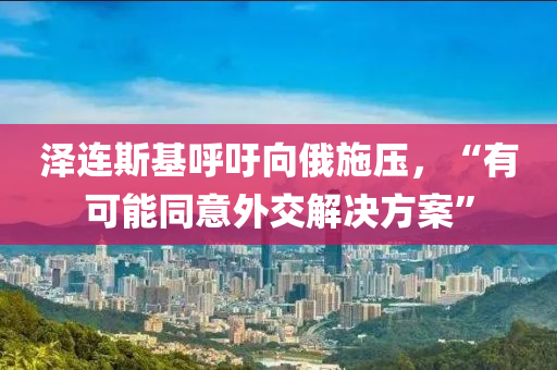 澤連斯基呼吁向俄施壓，“有可能同意外交解決方案”液壓動(dòng)力機(jī)械,元件制造