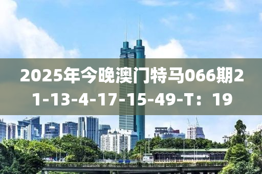 2025年今晚澳門特馬066期21-13-4-17-15-49-T：19