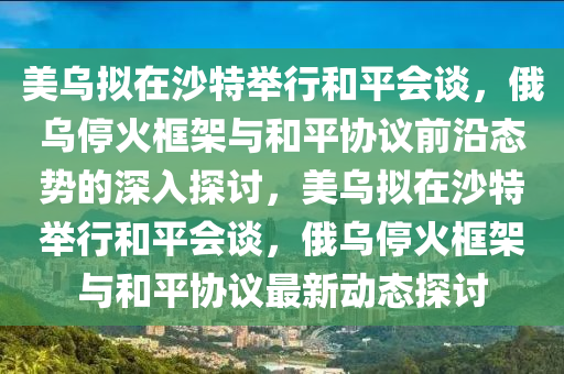 美烏擬在沙特舉行和平會談，俄烏停火框架與和平協(xié)議前沿態(tài)勢的深入探討，美烏擬在沙特舉行和平會談，俄烏?；鹂蚣芘c和平協(xié)議最新動態(tài)探討液壓動力機械,元件制造