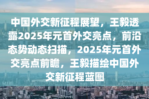 中國外交新征程展望，王毅透露2025年元首外交亮點(diǎn)，前沿態(tài)勢動態(tài)掃描，2025年元首外交亮點(diǎn)前瞻，王毅描繪中國外交新征程藍(lán)圖液壓動力機(jī)械,元件制造