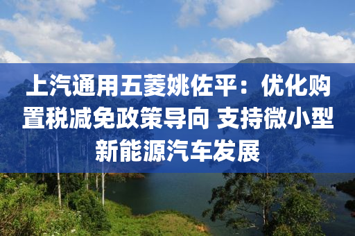 上汽通用五菱姚佐平：優(yōu)化購置稅減免政策導向 支持微小型新能源汽車發(fā)展液壓動力機械,元件制造