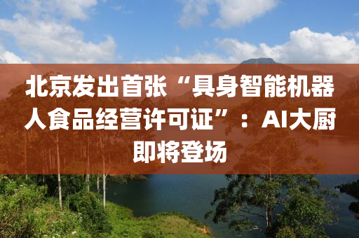 北京發(fā)出首張“具身智能機器人食品經(jīng)營許可證”：AI大廚即將登場液壓動力機械,元件制造