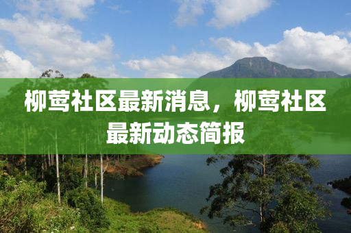 柳鶯社區(qū)最新消息，柳鶯社區(qū)最新動態(tài)簡報液壓動力機械,元件制造