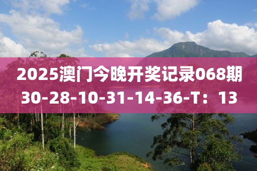 2025澳門今晚開獎記錄068期30-28-10-31-14-36-T：13