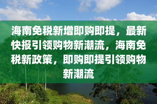 海南免稅新增即購即提，最新快報引領購物新潮流，海南免稅新政策，即購即提引領購物新潮流